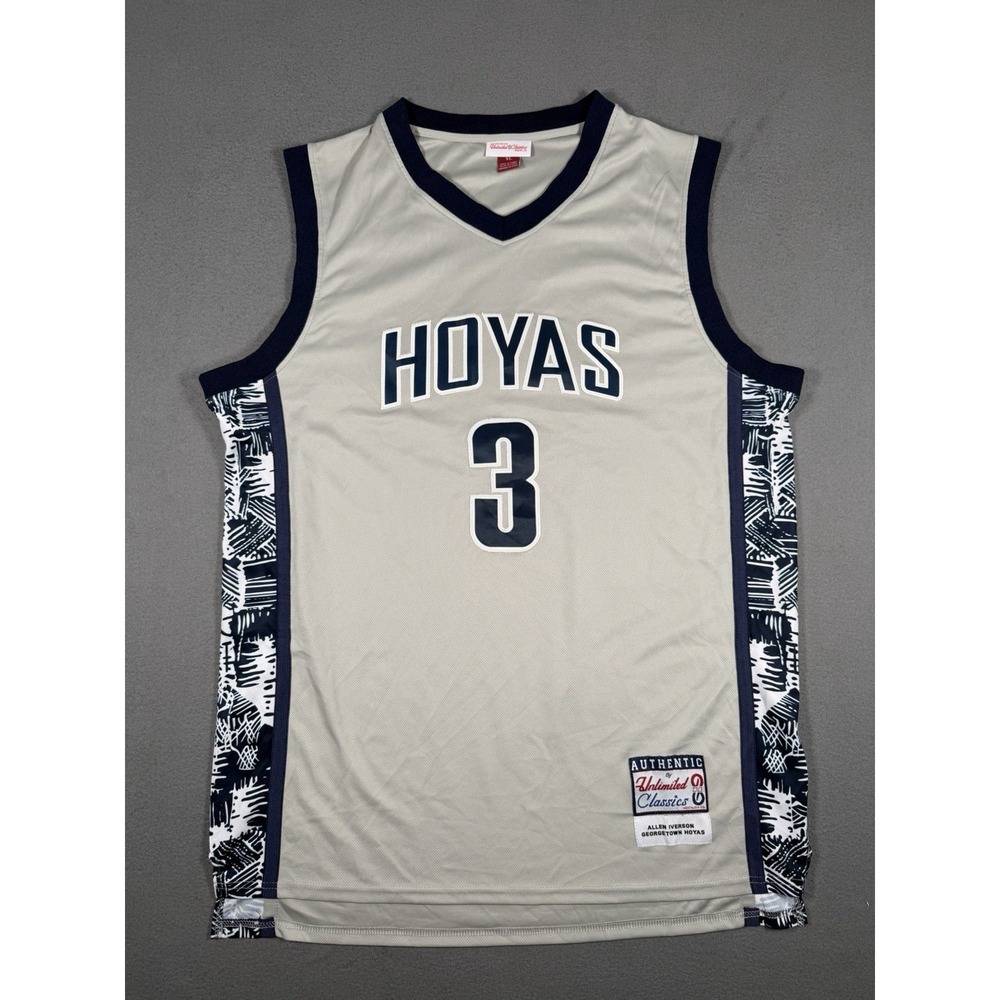 Mitchell & Ness NCAA Georgetown Hoyas Allen Iverson 3 Gray Jersey Sz XL Retro